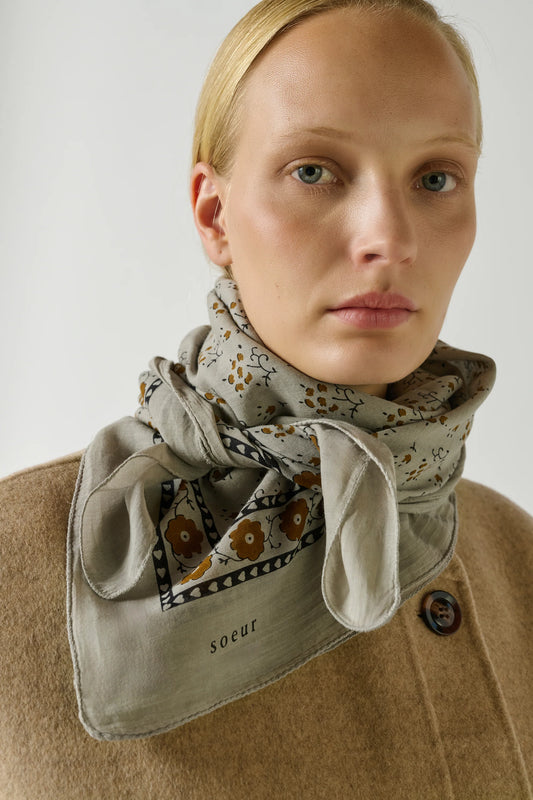 Soeur - Foulard Classiq Scarf, Grey/Brown
