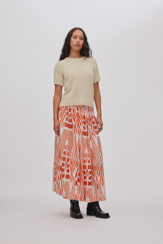 Rabens Saloner - Almas Ikat Full Skirt, Forest Pink/Sand