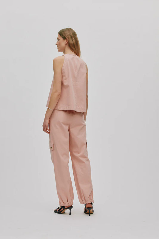 Rabens Saloner - Kaley Texture Canvas Halter Top, Soft Rose