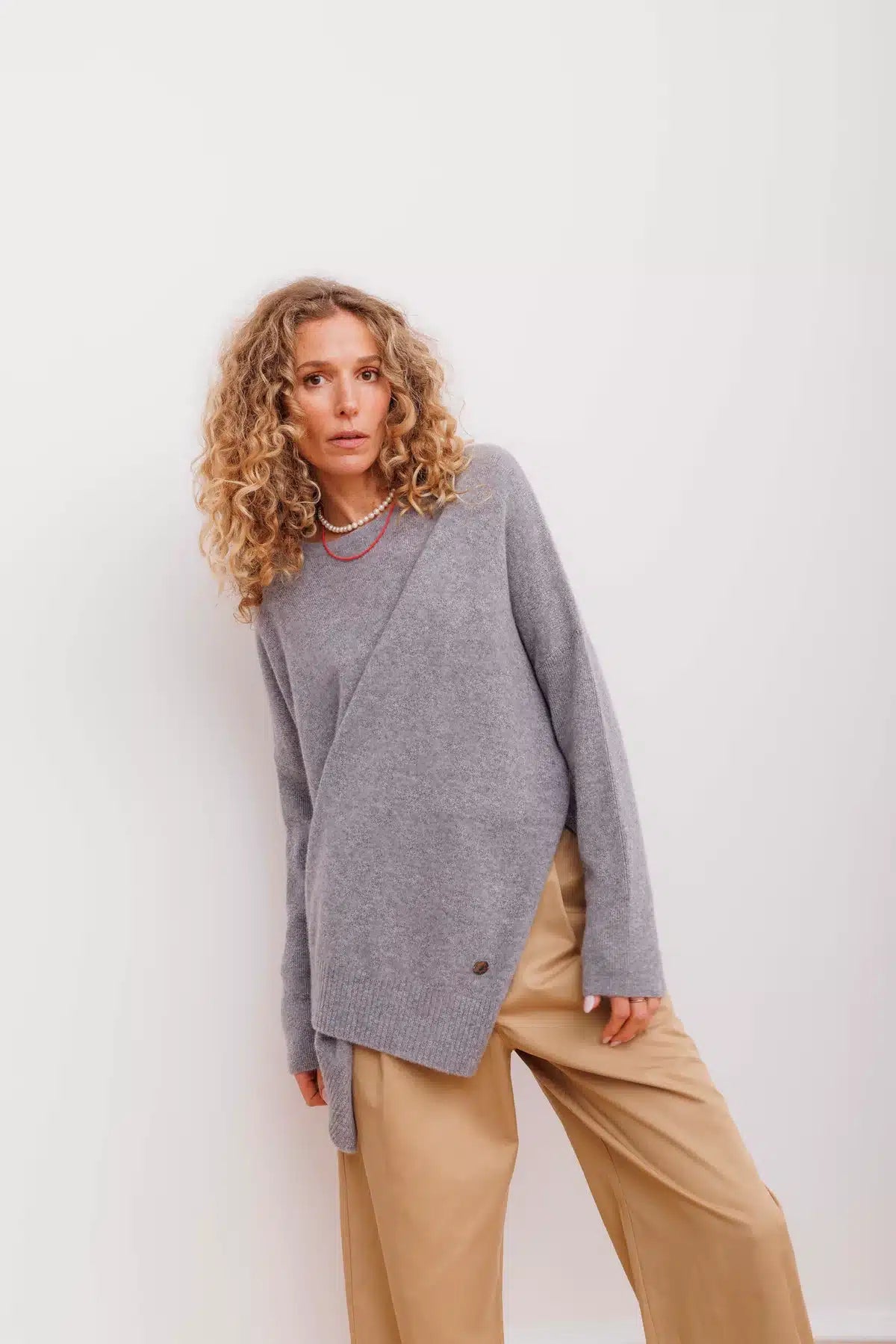 Beta Studios - Berta Oversize O-Neck, Grey Melange