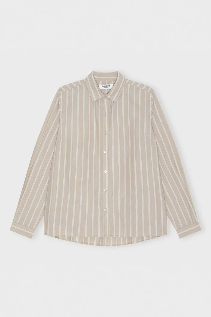 Care by me - Laura Classic Shirt, Sand/Pure White Stripe