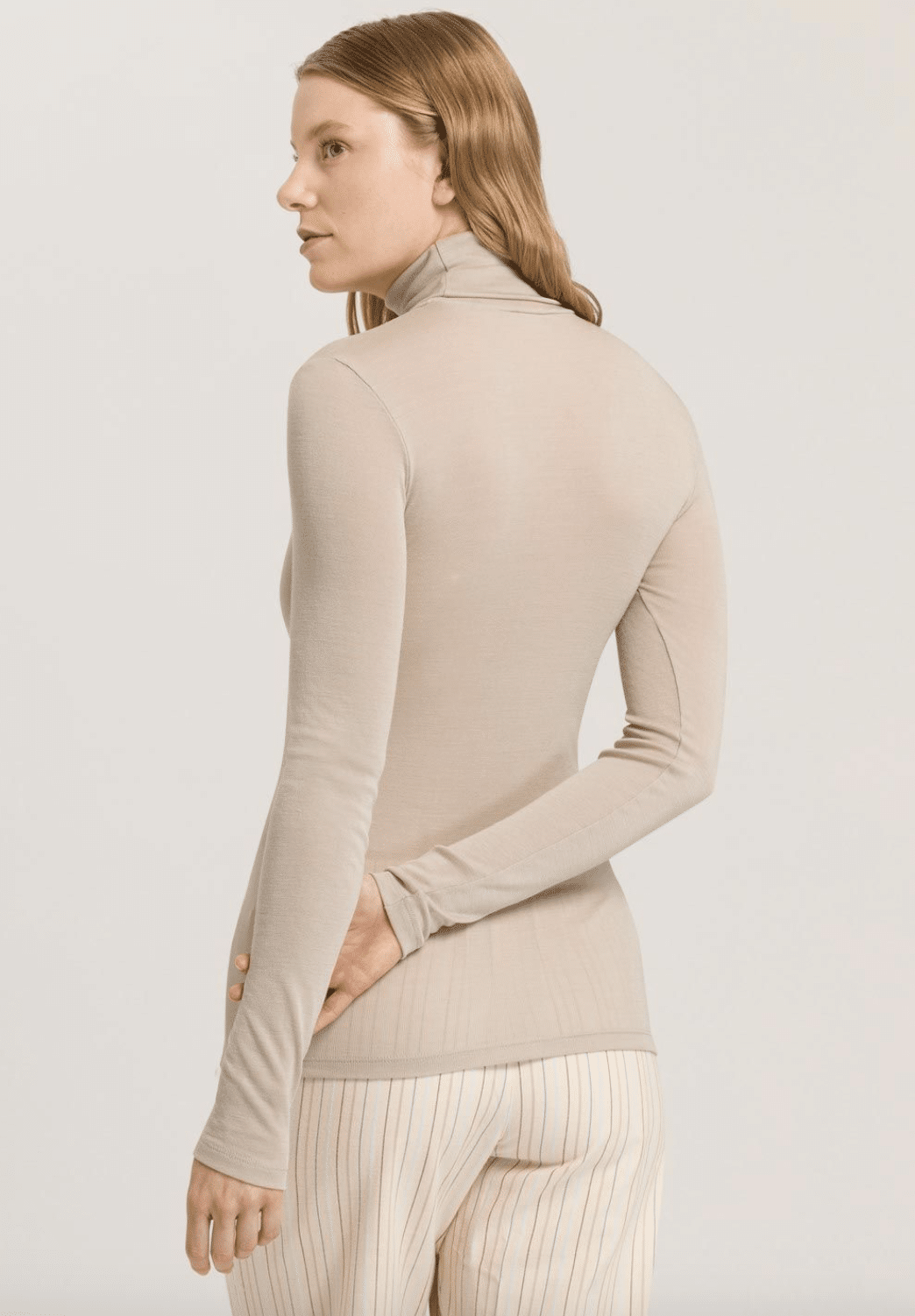 Hanro - Turtle-Neck Wool/Silk, Safari