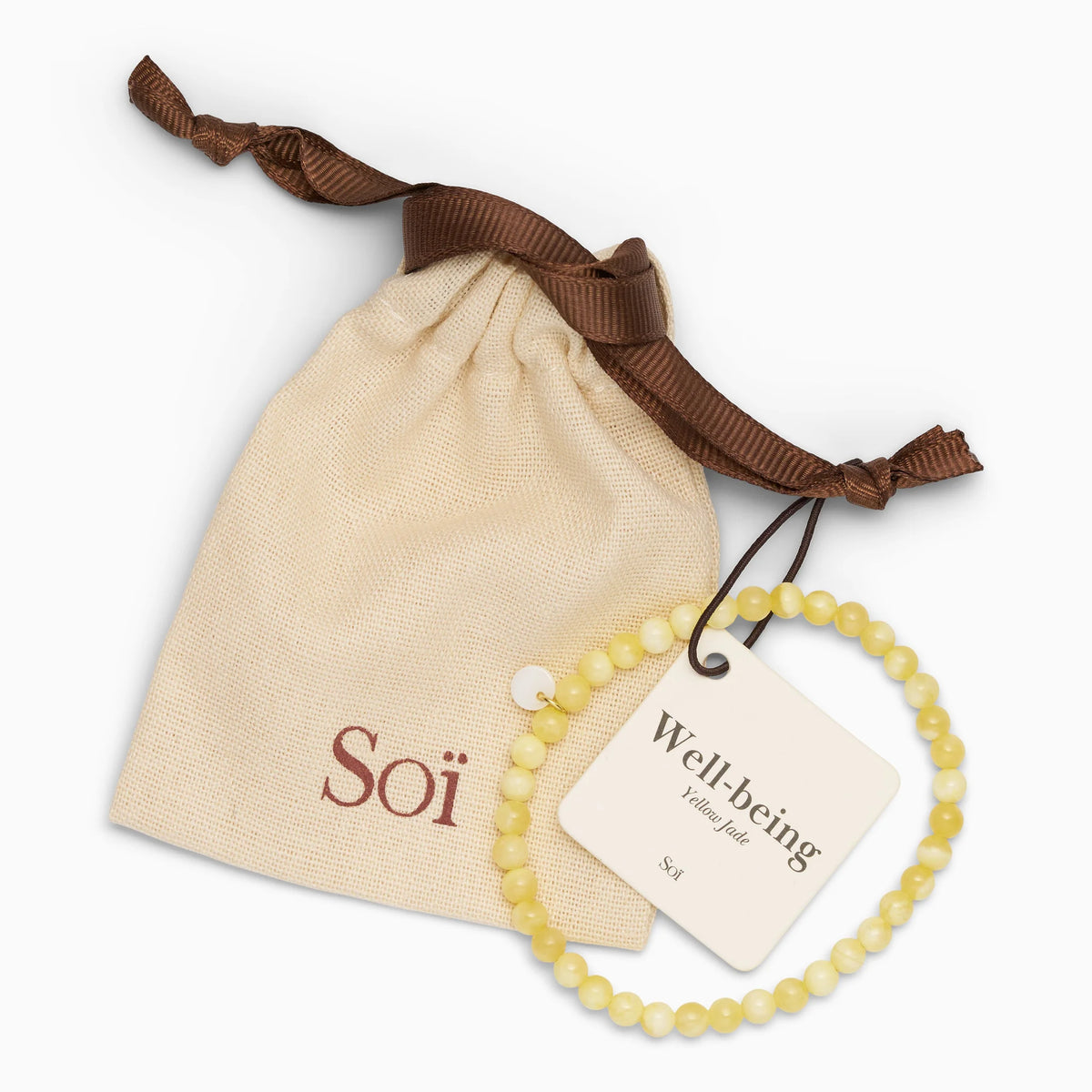 Soï - Petite Gul Jade Stretch Armbånd