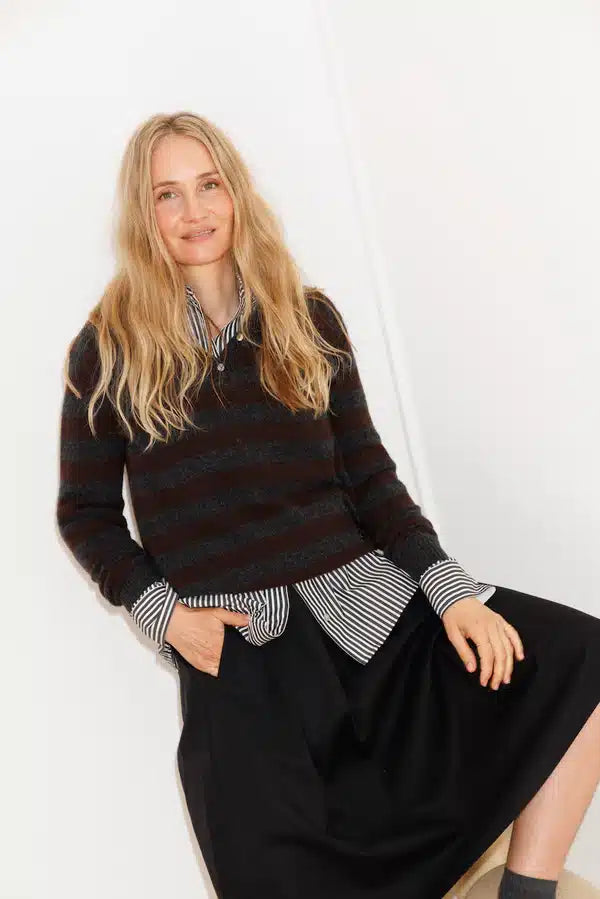 Beta Studios - Laurel Striped Shirt, Black/White
