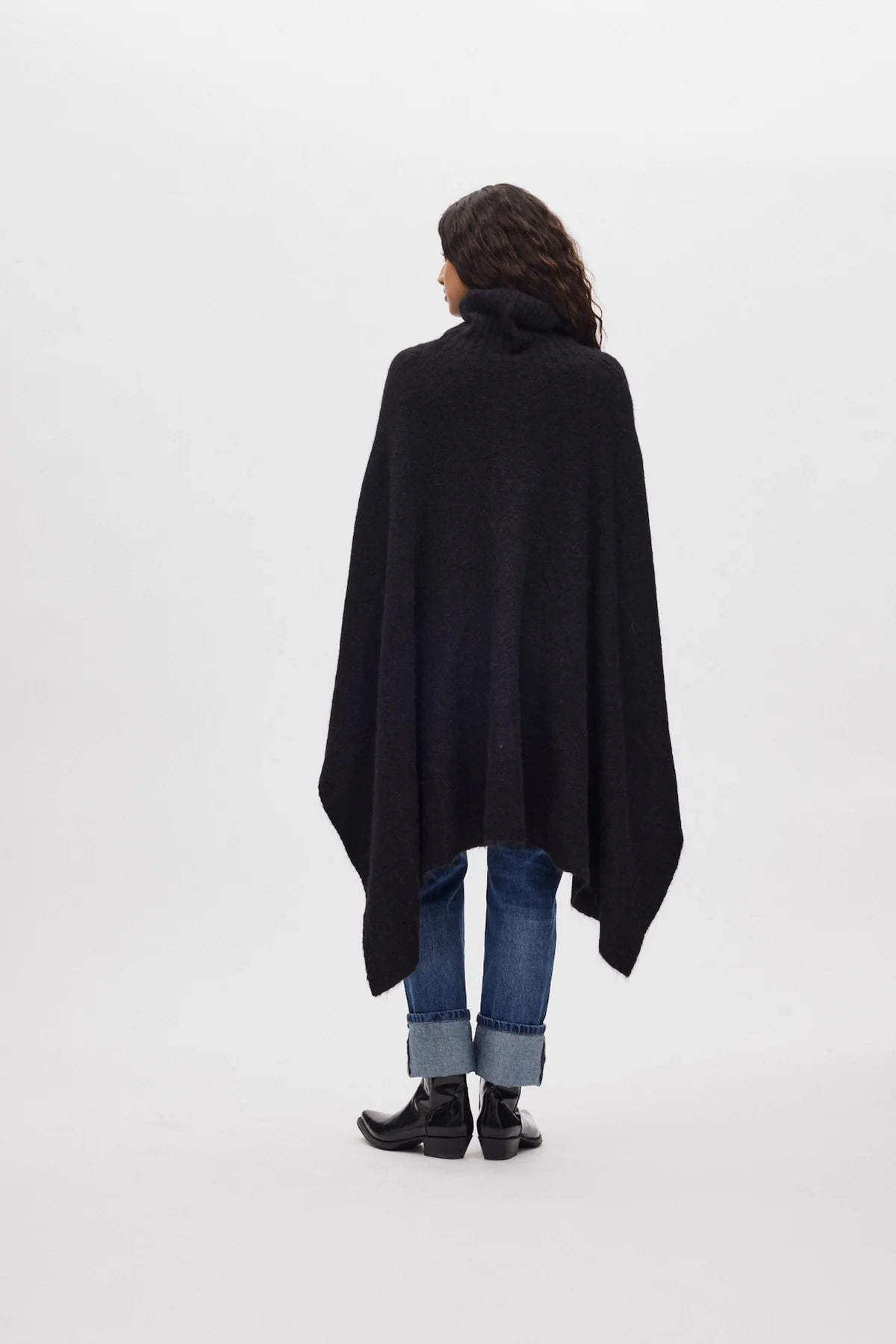 Rabens Saloner - Dede Fluffy Knit Poncho, Black
