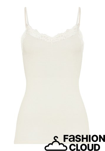 Hanro - Woolen Lace Spaghetti Top, Misty White