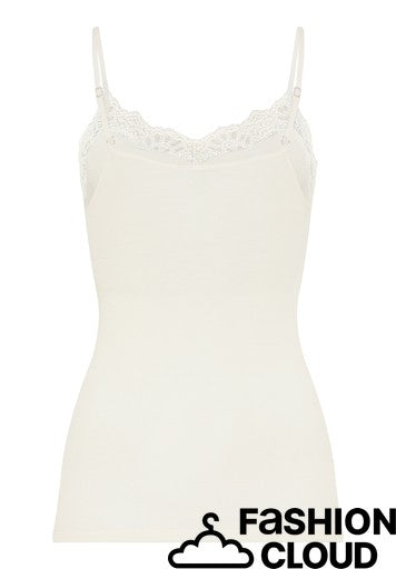 Hanro - Woolen Lace Spaghetti Top, Misty White