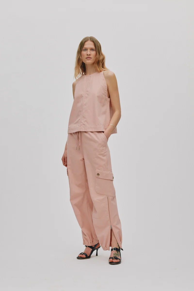 Rabens Saloner - Kaley Texture Canvas Halter Top, Soft Rose