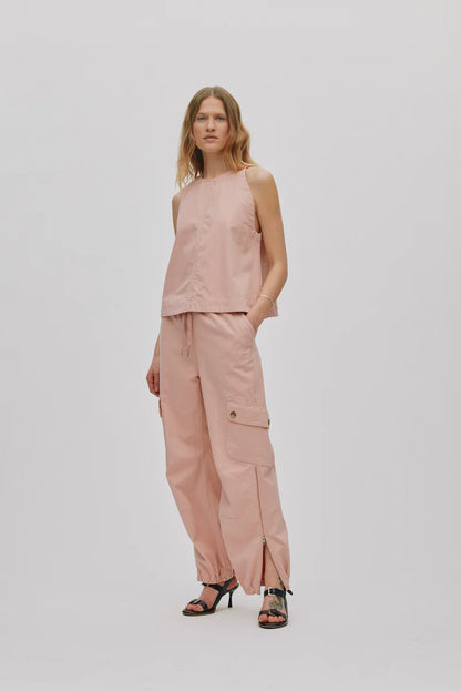 Rabens Saloner - Kaley Texture Canvas Halter Top, Soft Rose