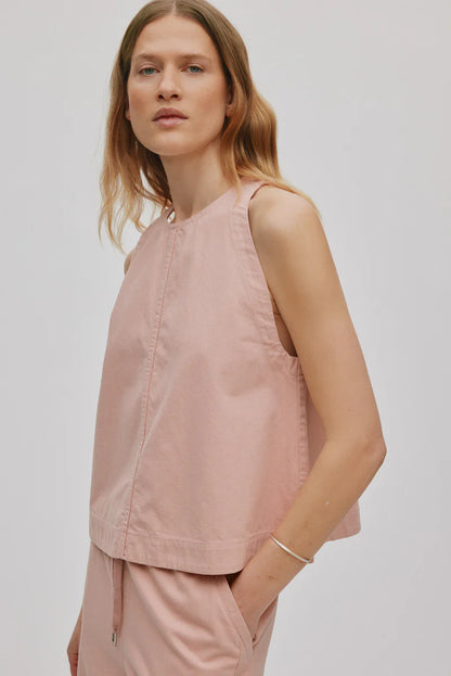 Rabens Saloner - Kaley Texture Canvas Halter Top, Soft Rose