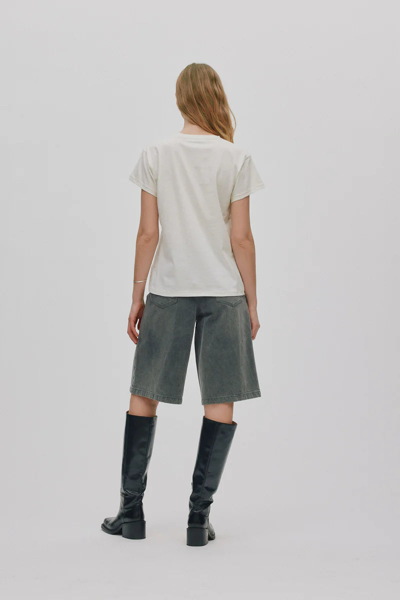 Rabens Saloner - Adelin Grey Denim Shorts, Washed Grey