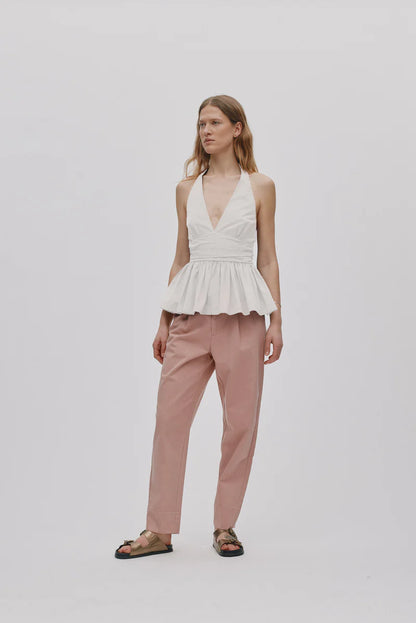 Rabens Saloner - Raina Texture Canvas Pleat Pants, Soft Rose