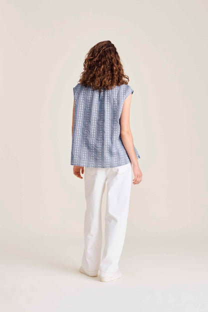 Nué Notes - Benicia Shirt, Chambray Stripe