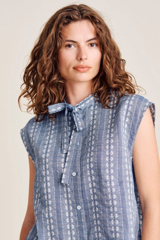 Nué Notes - Benicia Shirt, Chambray Stripe