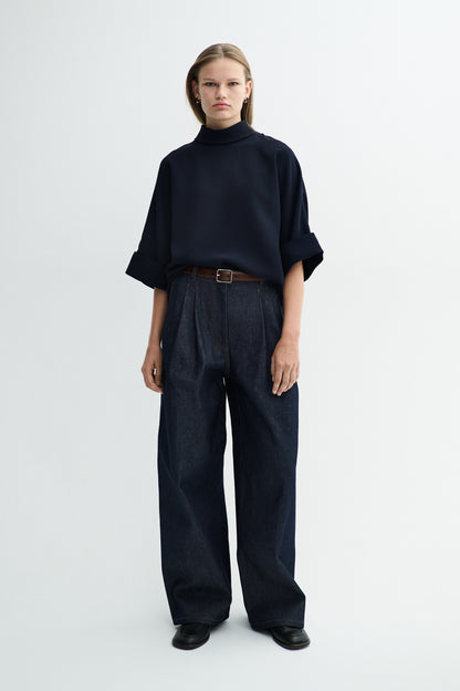 MKDT - Bailee Crepe Georgette Blouse, Navy