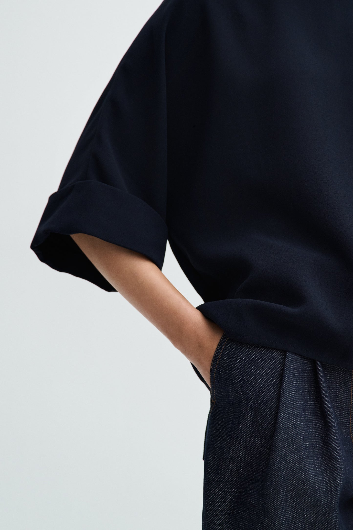 MKDT - Bailee Crepe Georgette Blouse, Navy