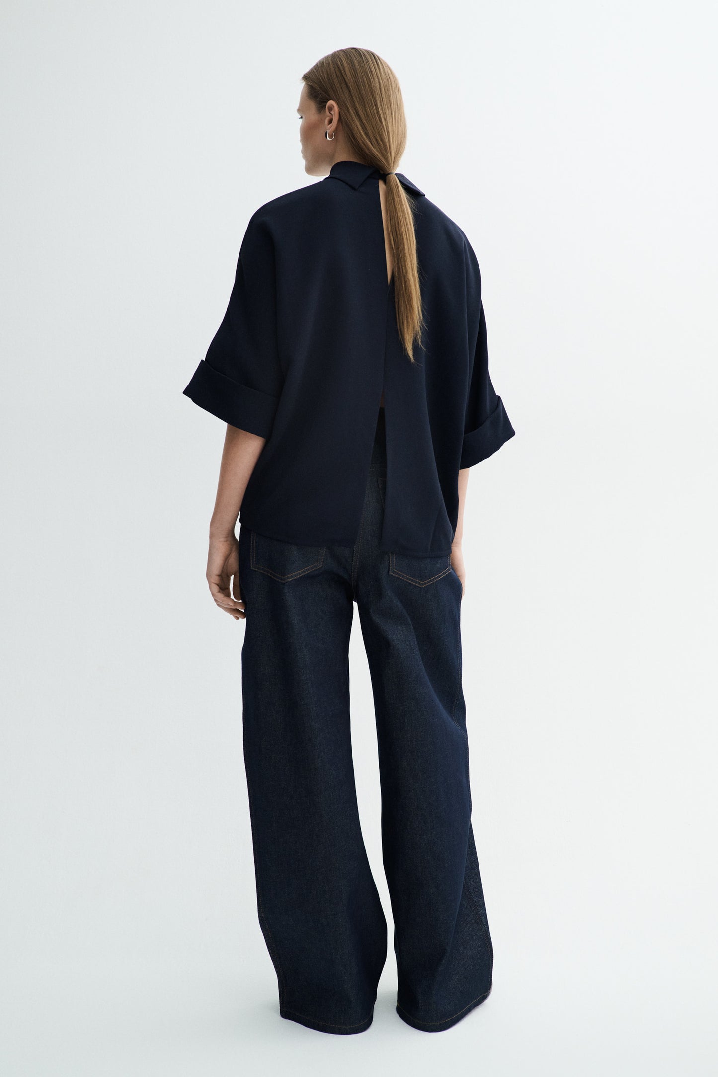 MKDT - Bailee Crepe Georgette Blouse, Navy