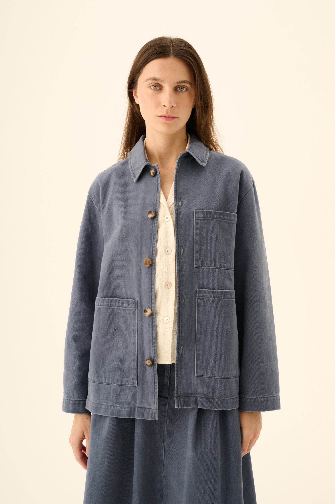 Rue De Tokyo - Cameron Faded Twill Jacket, Soft Blue