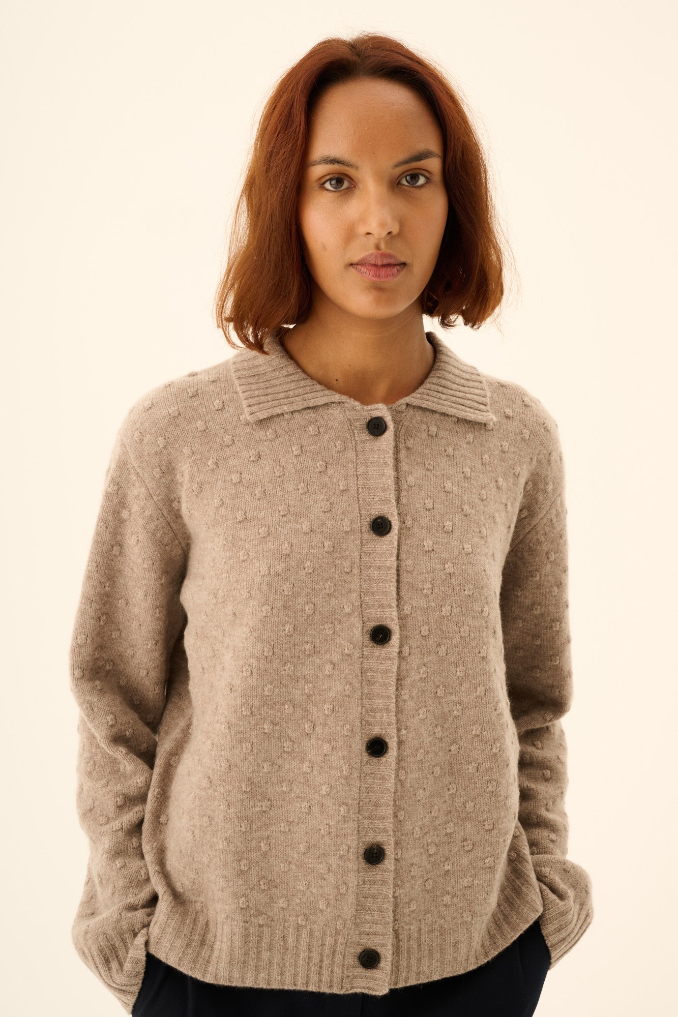 Rue De Tokyo - Kian Merino Cardigan, Taupe Melange