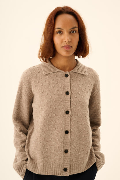 Rue De Tokyo - Kian Merino Cardigan, Taupe Melange