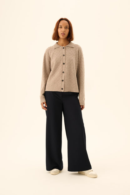 Rue De Tokyo - Kian Merino Cardigan, Taupe Melange