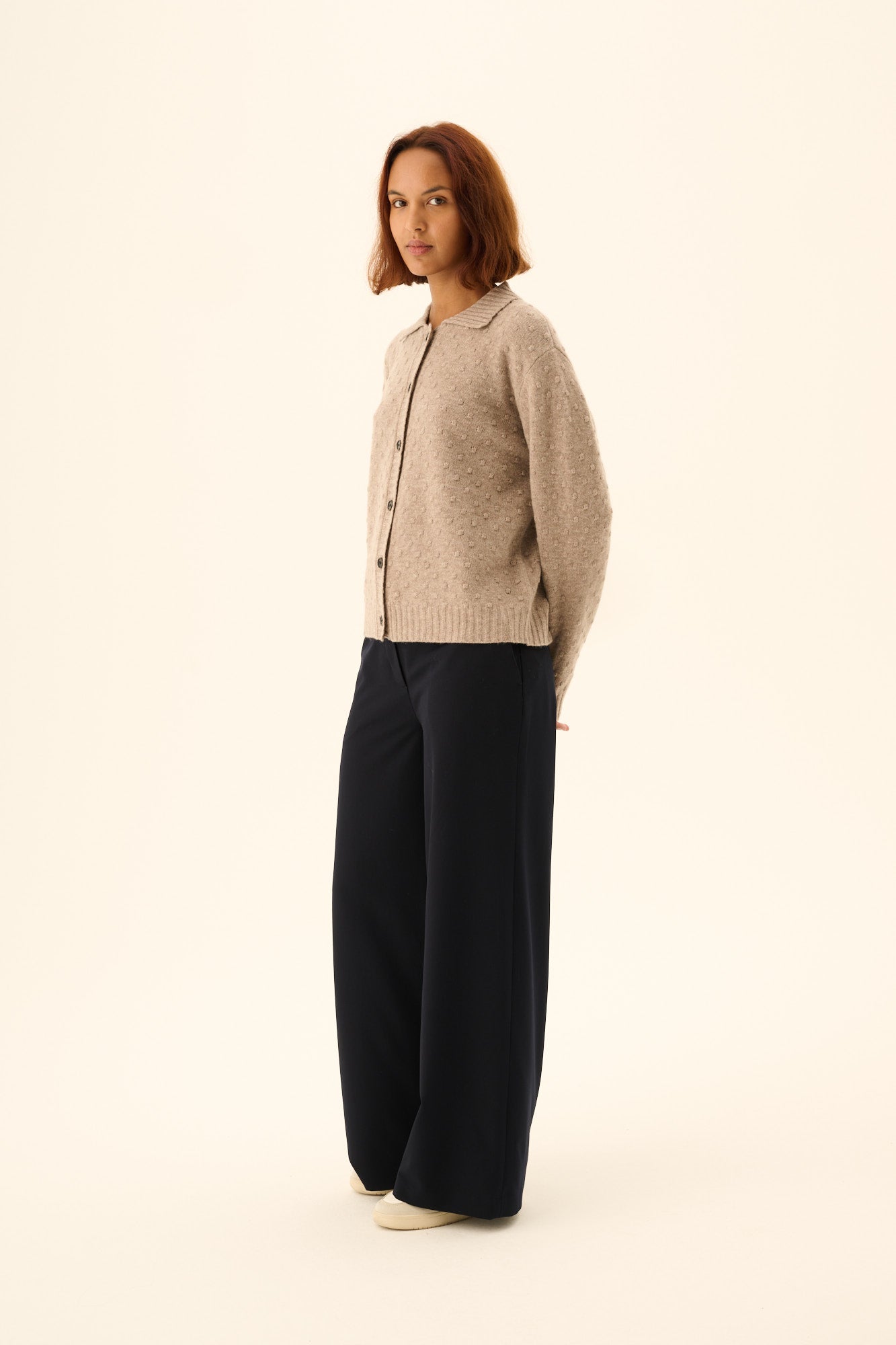 Rue De Tokyo - Kian Merino Cardigan, Taupe Melange