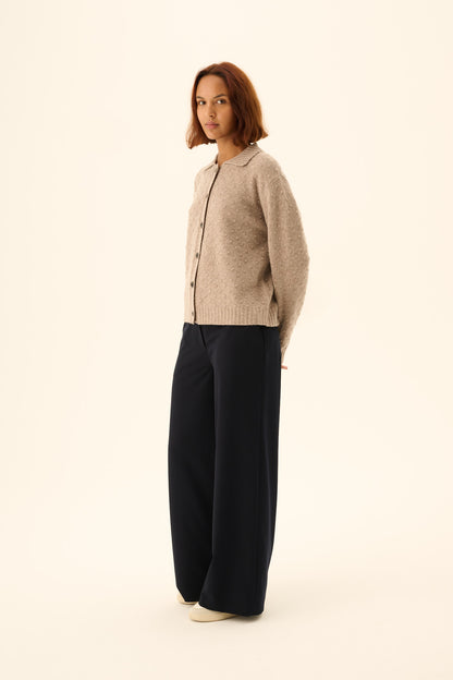 Rue De Tokyo - Kian Merino Cardigan, Taupe Melange