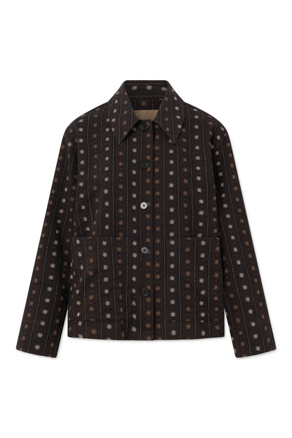 Rue De Tokyo - Cecily Flower Stripe Jacket, Brown