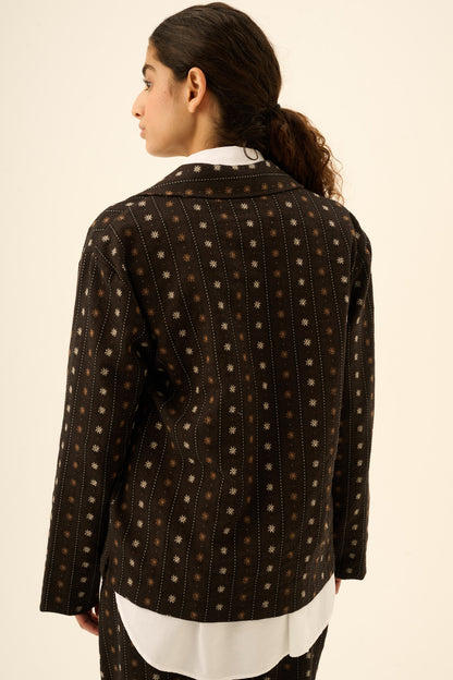 Rue De Tokyo - Cecily Flower Stripe Jacket, Brown