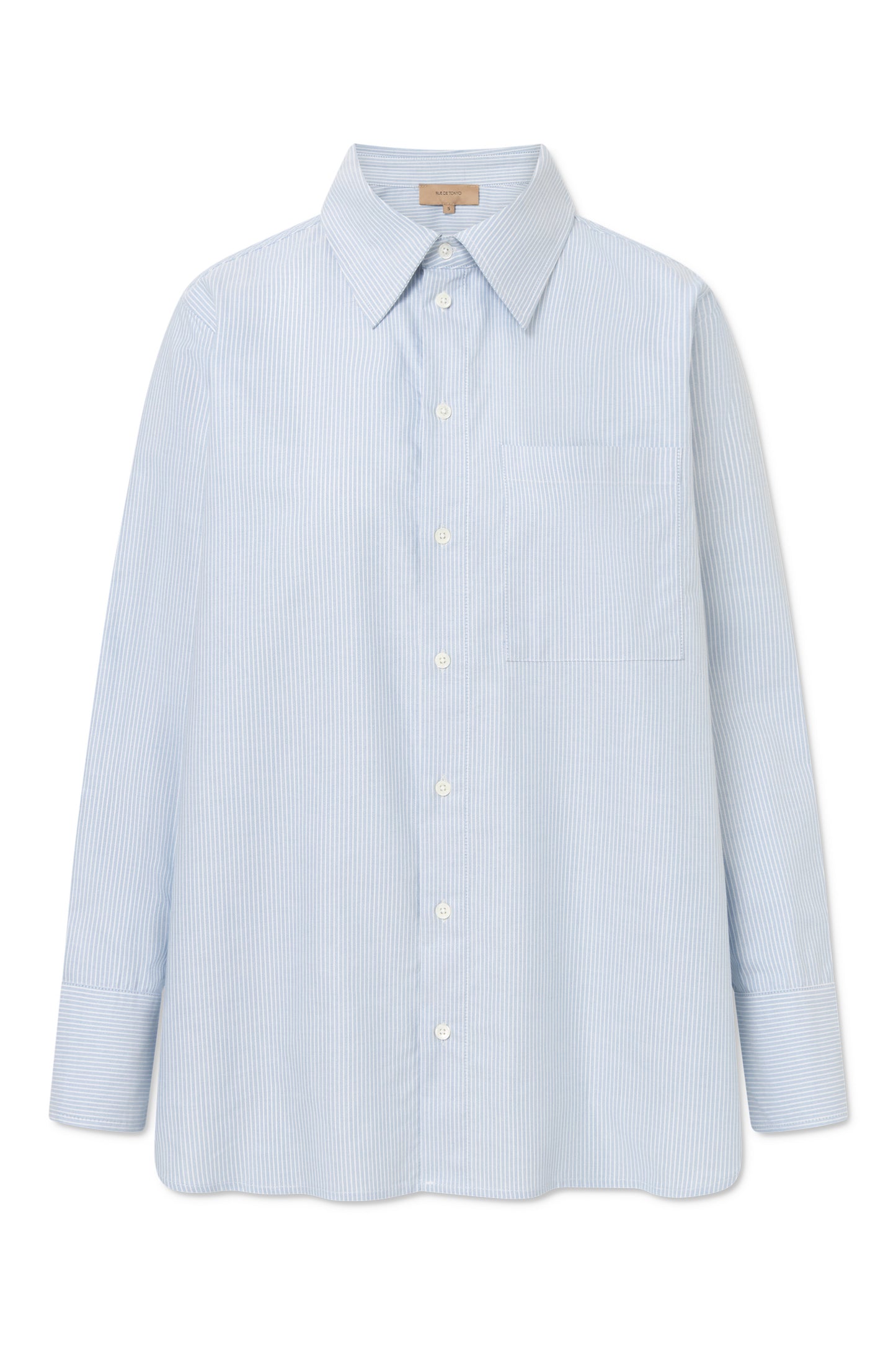 Rue de Tokyo - Sally Striped Oxford Shirt, White/Light Blue Stripe