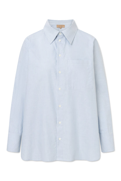 Rue de Tokyo - Sally Striped Oxford Shirt, White/Light Blue Stripe