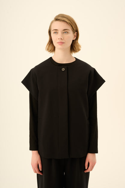 Rue de Tokyo - Cirocco Wool Viscose Vest, Black