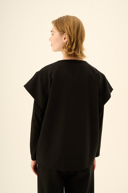 Rue de Tokyo - Cirocco Wool Viscose Vest, Black