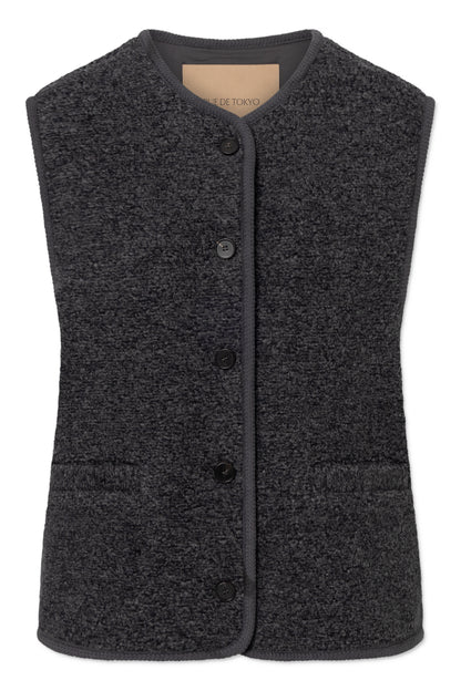 Rue de Tokyo - Cas Teddy Vest, Dark Coal