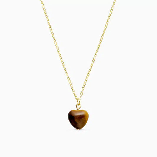Soï - Alma Hjerte Guld Halskæde, Tiger Eye