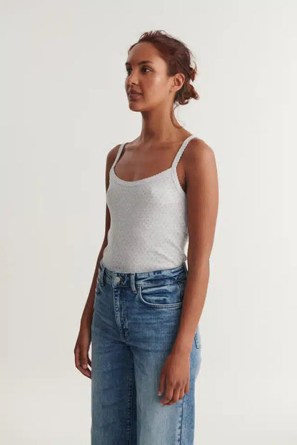 Basic Apparel - Arense Strap Top, Light Grey Mel.