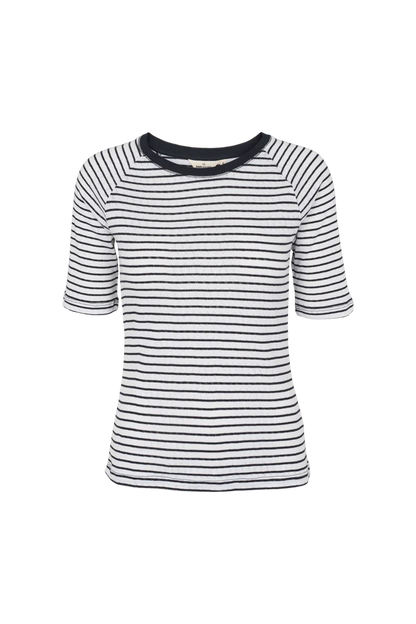 Basic Apparel - Arense Striped Tee, Bright White / Sky Captain