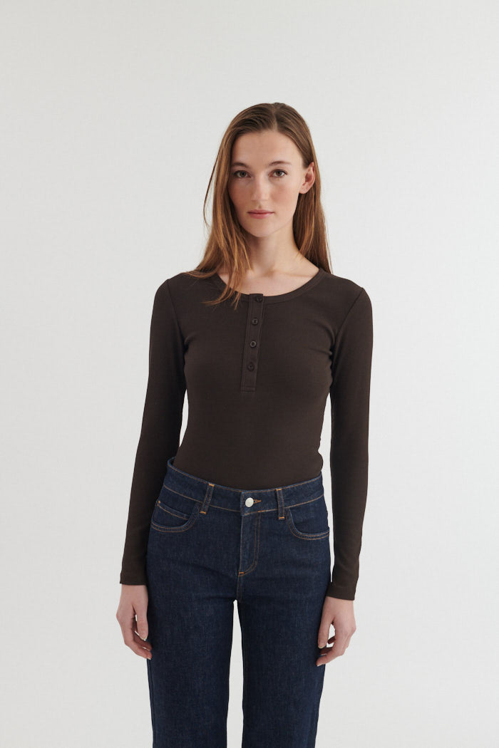 Basic Apparel - Ludmilla LS Granddad, Chocolate torte