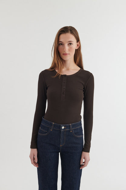Basic Apparel - Ludmilla LS Granddad, Chocolate torte