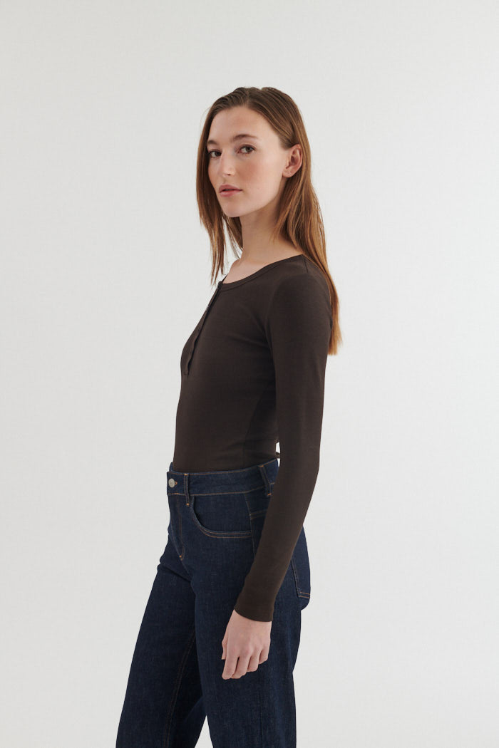 Basic Apparel - Ludmilla LS Granddad, Chocolate torte