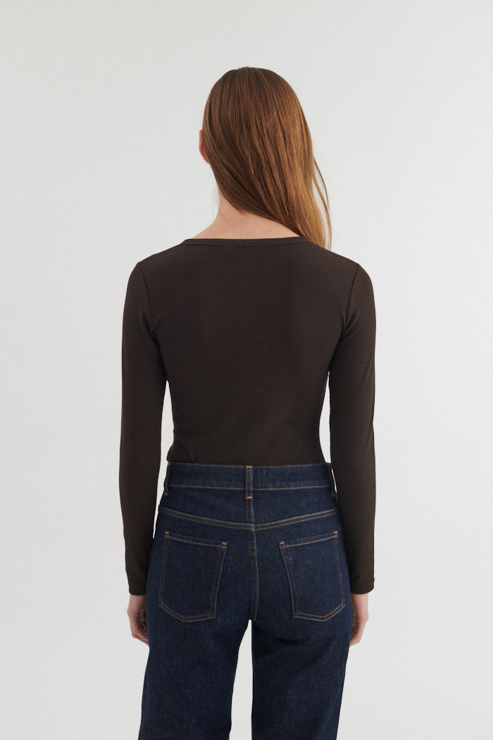 Basic Apparel - Ludmilla LS Granddad, Chocolate torte