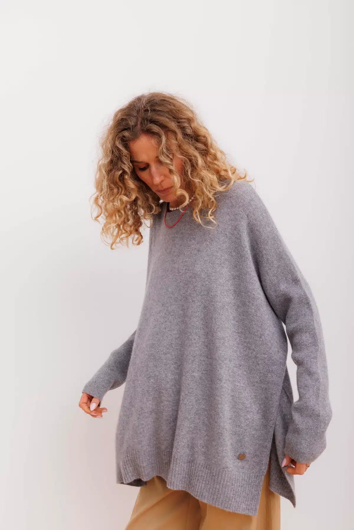 Beta Studios - Berta Oversize O-Neck, Grey Melange
