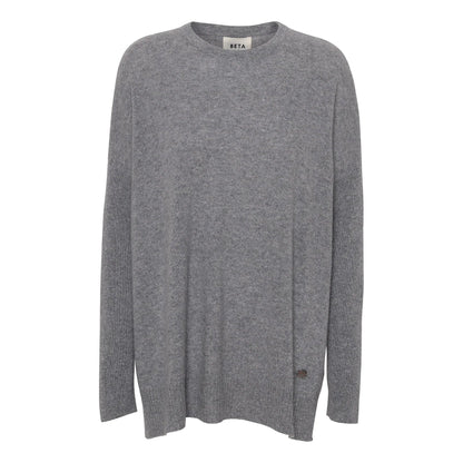 Beta Studios - Berta Oversize O-Neck, Grey Melange