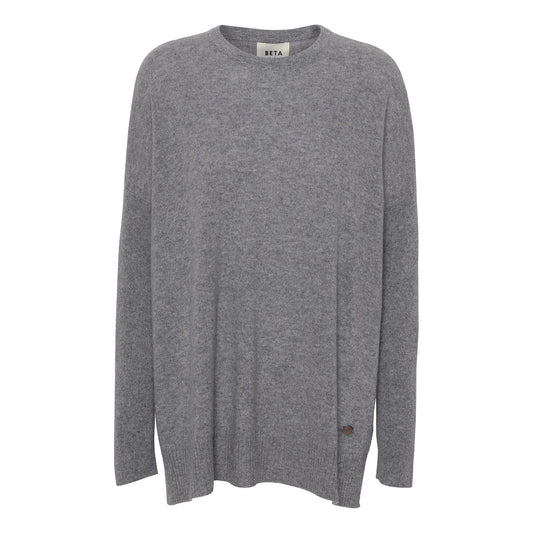 Beta Studios - Berta Oversize O-Neck, Grey Melange