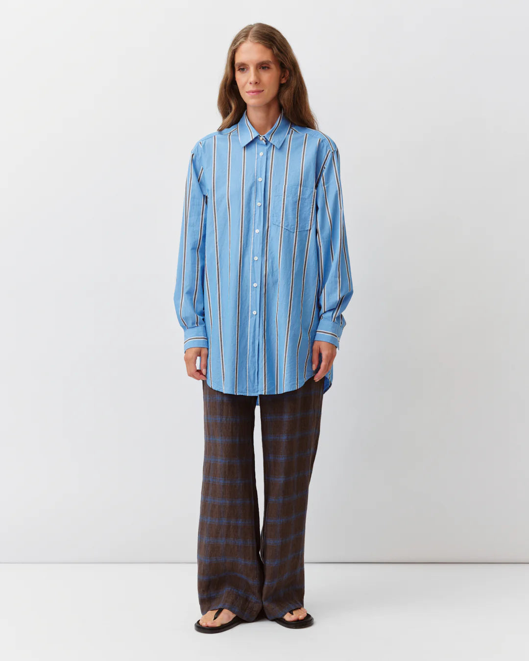 Diega - Camela Shirt, Blue/Chocolate