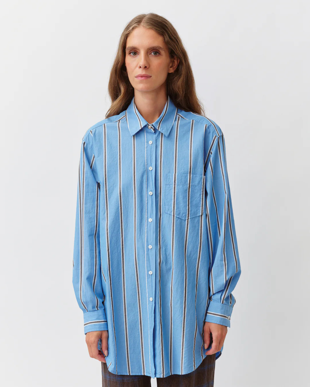 Diega - Camela Shirt, Blue/Chocolate