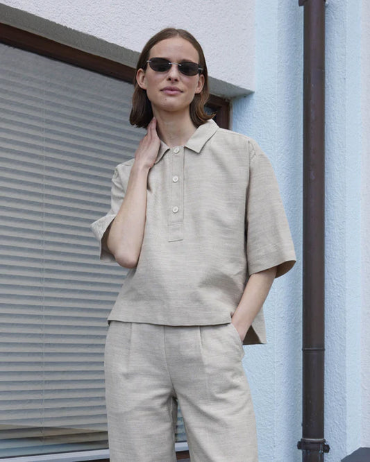 Esmé Studios - ESKaya Boxy Blouse, Brownie Melange