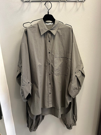 Rabens Saloner - Susan Poplin Twist Cuff OS Shirt, Asphalt