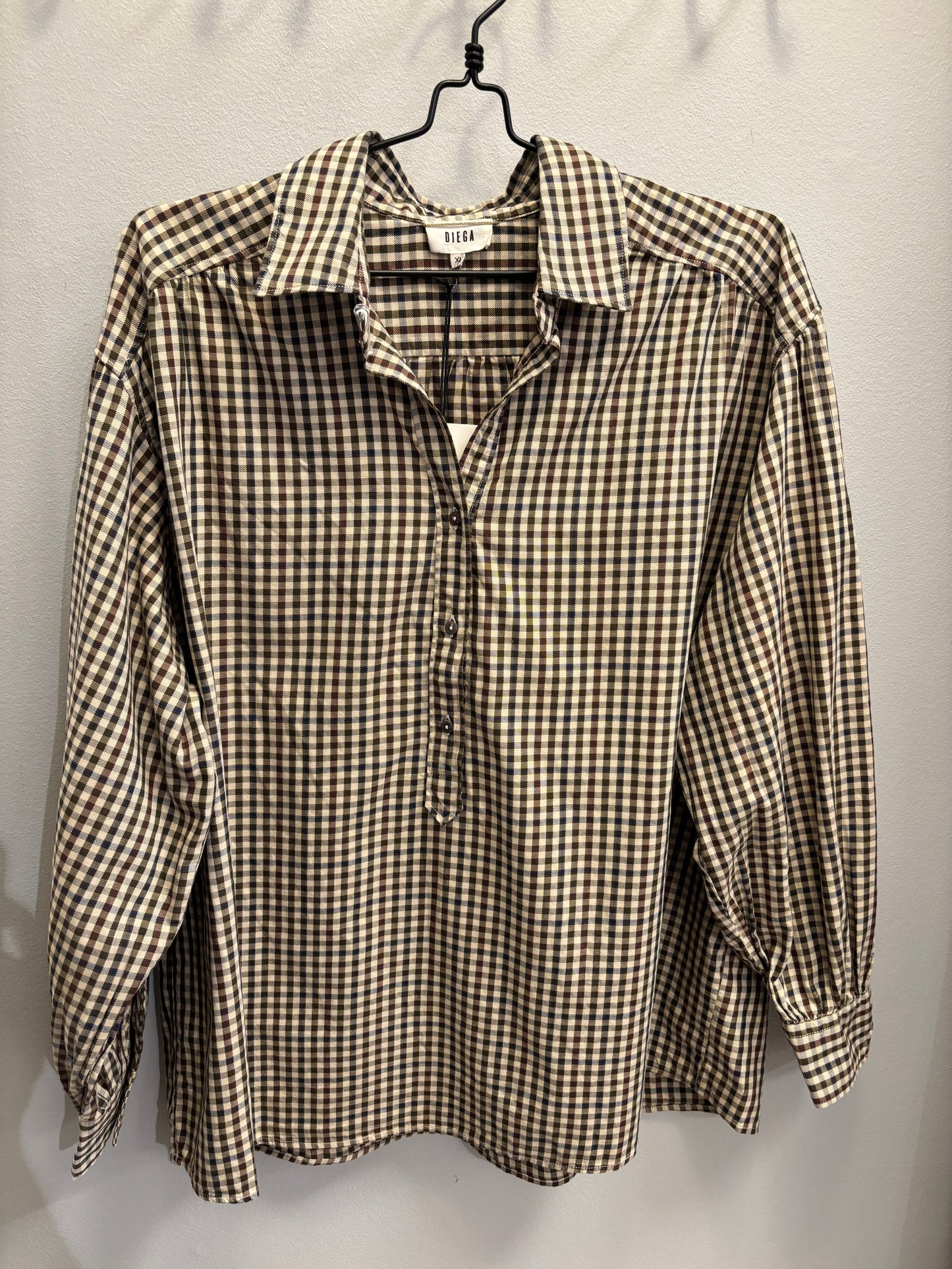 Diega - Calbiza Shirt, Kaki/Ecru/Blue