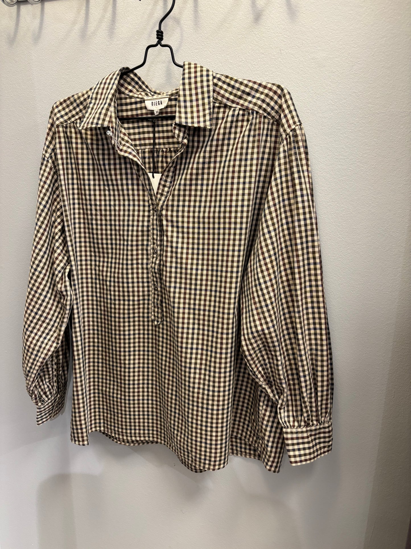 Diega - Calbiza Shirt, Kaki/Ecru/Blue